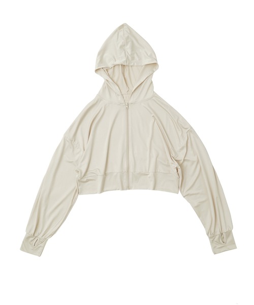 Fashion Letter（ファッションレター）の「UPF50+ 接触冷感 指穴付き クロップド丈ラッシュガードパーカー（ラッシュガード・レディース・ブルー系その他/ブラック/ベージュ/ホワイト・M～Ｌ/L～LL）」の14枚目の写真