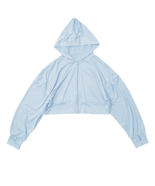 Fashion Letter（ファッションレター）の「UPF50+ 接触冷感 指穴付き クロップド丈ラッシュガードパーカー（ラッシュガード・レディース・ブルー系その他/ブラック/ベージュ/ホワイト・M～Ｌ/L～LL）」の22枚目の写真