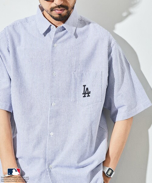 MLB（メジャーリーグベースボール）の「FREAK’S STORE/フリークスストア MLB S/S オックスフォード シャツ（シャツ/ブラウス・メンズ・ホワイト/サックスブルー/その他13・MEDIUM/LARGE）」の3枚目の写真