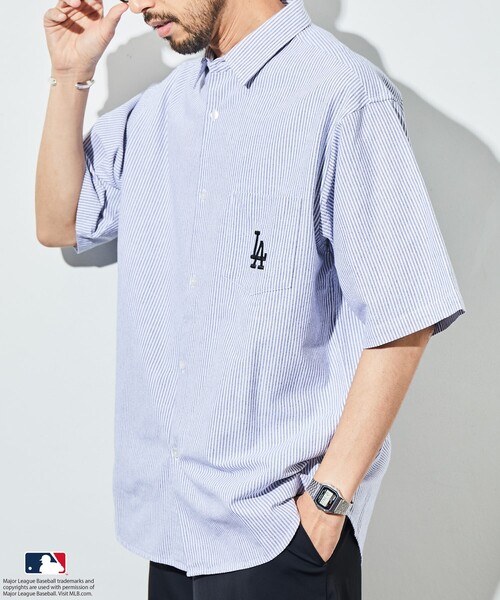 MLB（メジャーリーグベースボール）の「FREAK’S STORE/フリークスストア MLB S/S オックスフォード シャツ（シャツ/ブラウス・メンズ・ホワイト/サックスブルー/その他13・MEDIUM/LARGE）」の7枚目の写真