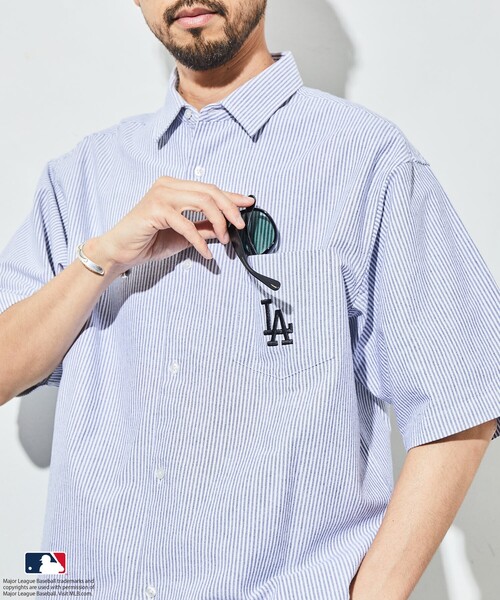 MLB（メジャーリーグベースボール）の「FREAK’S STORE/フリークスストア MLB S/S オックスフォード シャツ（シャツ/ブラウス・メンズ・ホワイト/サックスブルー/その他13・MEDIUM/LARGE）」の9枚目の写真