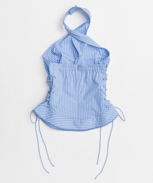 Side Lace Up Halter Neck Tops/サイドレースアップ