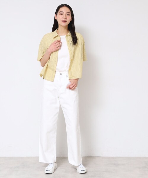 Dessin（デッサン）の「【洗える】クロップド丈シャツ（XS～L）（シャツ/ブラウス・レディース・イエロー系2/ネイビー系6/ブラウン系その他3・03/02/01/00）」の6枚目の写真