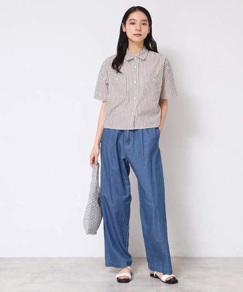 Dessin（デッサン）の「【洗える】クロップド丈シャツ（XS～L）（シャツ/ブラウス・レディース・イエロー系2/ネイビー系6/ブラウン系その他3・03/02/01/00）」の10枚目の写真
