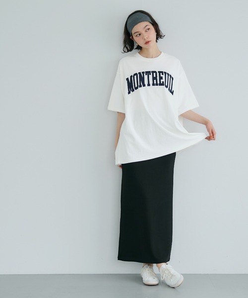 coca（coca）（コカ）の「【WEB限定セール】ヘビーウェイト天竺ワッペンビッグトップス（Tシャツ/カットソー・レディース・ホワイト/チャコール・L/M）」の5枚目の写真
