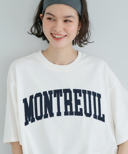 coca（coca）（コカ）の「【WEB限定セール】ヘビーウェイト天竺ワッペンビッグトップス（Tシャツ/カットソー・レディース・ホワイト/チャコール・L/M）」の8枚目の写真