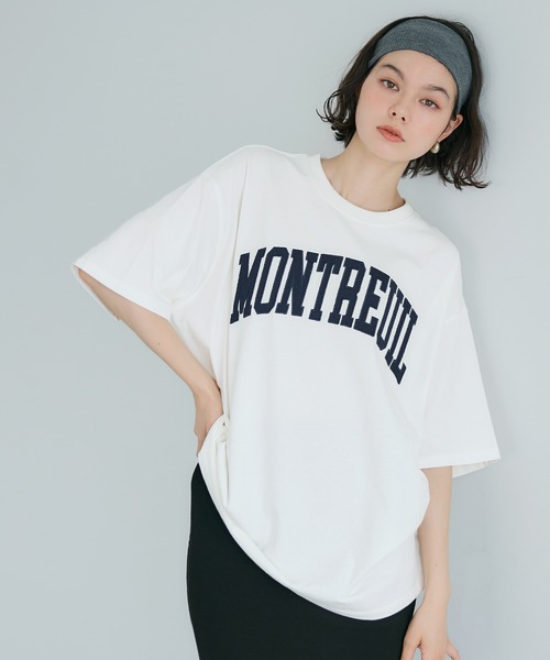 coca（coca）（コカ）の「【WEB限定セール】ヘビーウェイト天竺ワッペンビッグトップス（Tシャツ/カットソー・レディース・ホワイト/チャコール・L/M）」の9枚目の写真