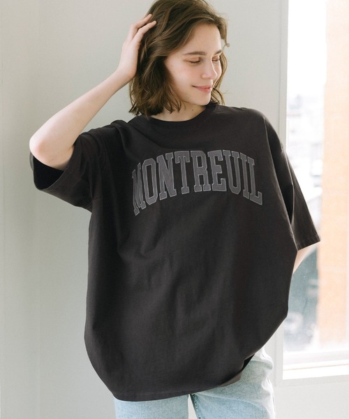 coca（coca）（コカ）の「【WEB限定セール】ヘビーウェイト天竺ワッペンビッグトップス（Tシャツ/カットソー・レディース・ホワイト/チャコール・L/M）」の12枚目の写真