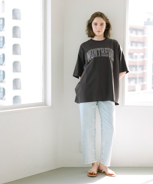 coca（coca）（コカ）の「【WEB限定セール】ヘビーウェイト天竺ワッペンビッグトップス（Tシャツ/カットソー・レディース・ホワイト/チャコール・L/M）」の14枚目の写真