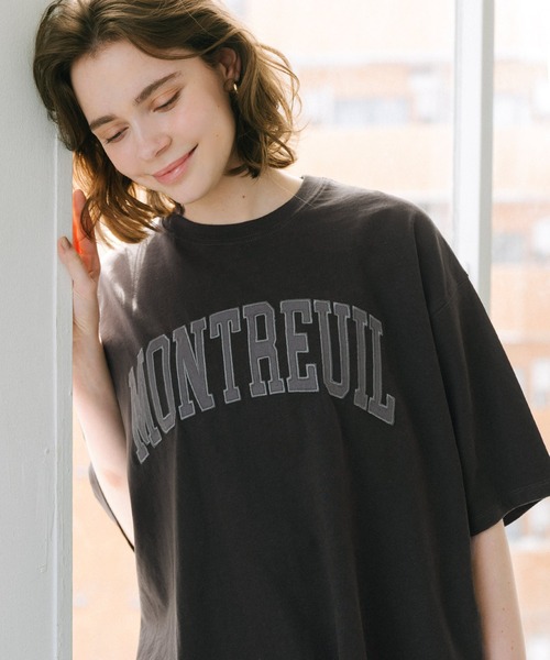 coca（coca）（コカ）の「【WEB限定セール】ヘビーウェイト天竺ワッペンビッグトップス（Tシャツ/カットソー・レディース・ホワイト/チャコール・L/M）」の15枚目の写真