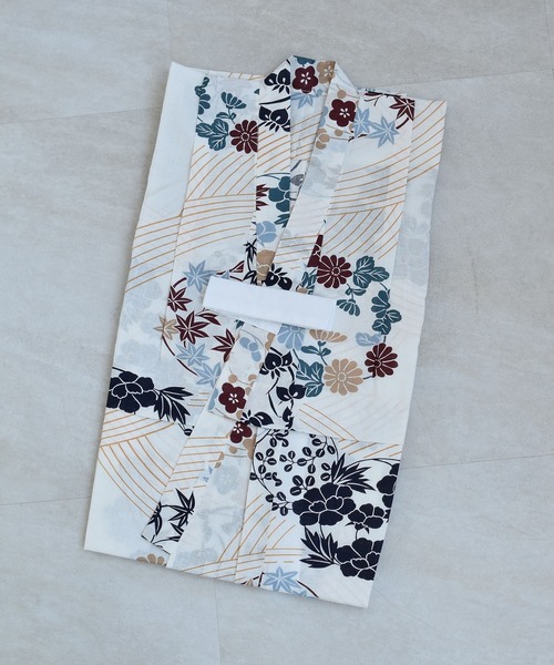 utatane(ウタタネ)の「キッズ浴衣3点セット utatane きなりにえんじとからしの花輪(浴衣・キッズ・キナリ・110cm/100cm/120cm/130cm)」の9枚目の写真