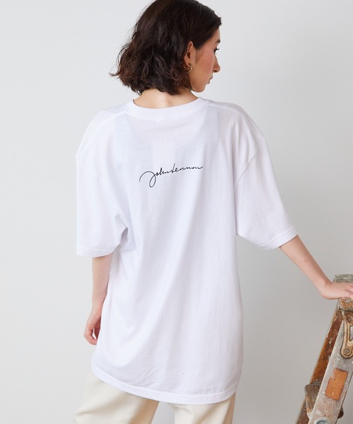 tシャツ +81BRANCA/ハチイチブランカ John Lennon portrait＆sign big tee Tシャツ グラフィックＴシャツ レ セール】+81BRANCA/ハチイチブランカ John Lennon portrait&sign