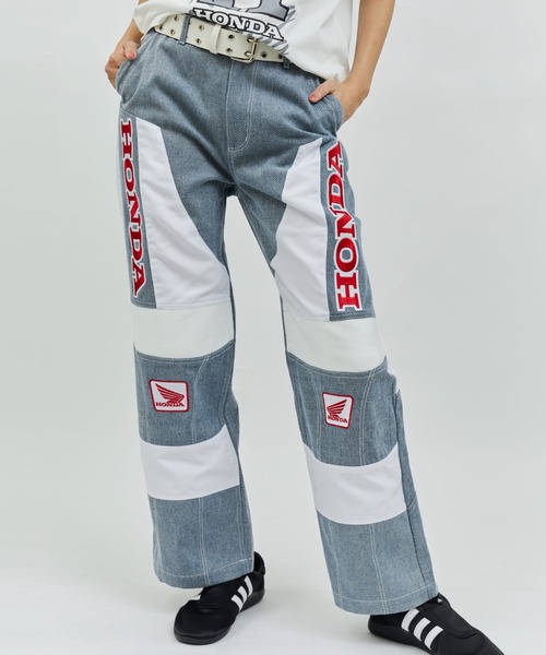 【未使用級】atmos pink アトモスピンク パイピング パンツ コラボ M HONDA x atmos pink Racing Pants / ホンダ アトモス ピンク