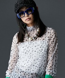 GEVS. | 星プリントハイネックプルオーバー(透け素材)＜大きいサイズ有＞GEVS.(Tシャツ/カットソー)