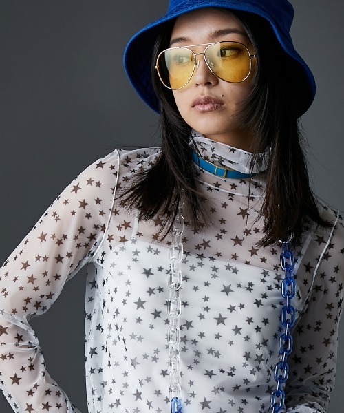 GEVS.（ジェイヴィス）の「星プリントハイネックプルオーバー(透け素材)＜大きいサイズ有＞GEVS.（Tシャツ/カットソー・レディース・アイボリー/ブラック・M/L/LL/3L/4L/5L）」の22枚目の写真