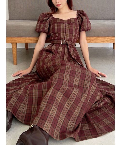 RESEXXY（リゼクシー）の「バルーンスリーブチェックワンピース（ワンピース・レディース・イエロー/レッド/ブラック・FREE）」の3枚目の写真