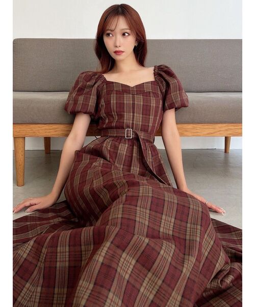 RESEXXY（リゼクシー）の「バルーンスリーブチェックワンピース（ワンピース・レディース・イエロー/レッド/ブラック・FREE）」の5枚目の写真