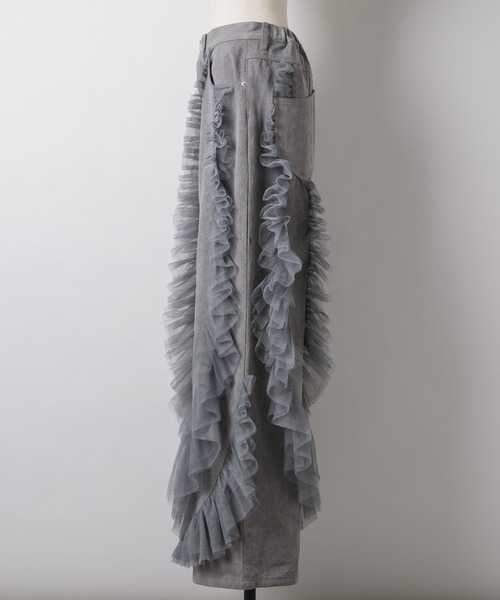 LA BELLE ETUDE デニム×ギャザーチュールパンツ LA BELLE ETUDE ジーンズ デニム デニムパンツ デニム×ギャザー