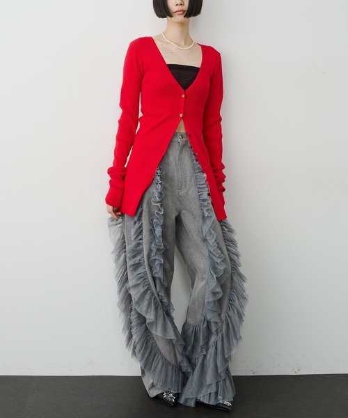 LA BELLE ETUDE(ラベルエチュード)の「デニム×ギャザーチュールパンツ(デニムパンツ・レディース・グレー/ホワイト/ブラック・1/0)」の22枚目の写真