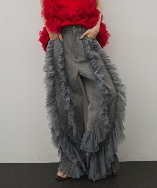 LA BELLE ETUDE デニム×ギャザーチュールパンツ デニム×ギャザーチュールパンツ（デニムパンツ）｜LA BELLE