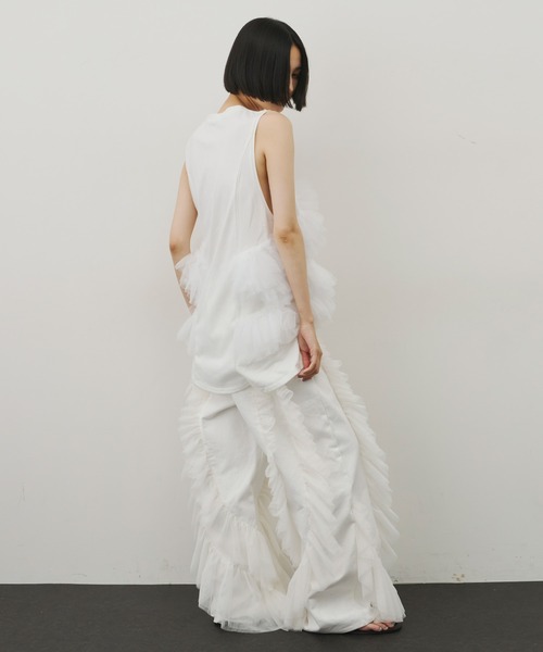 LA BELLE ETUDE(ラベルエチュード)の「デニム×ギャザーチュールパンツ(デニムパンツ・レディース・グレー/ホワイト/ブラック・1/0)」の14枚目の写真