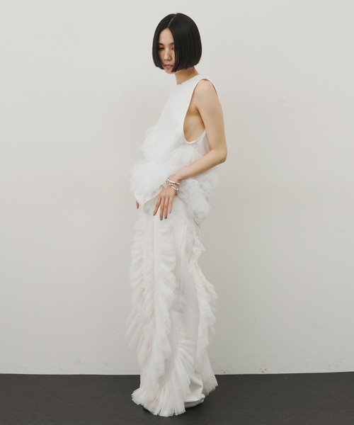 LA BELLE ETUDE(ラベルエチュード)の「デニム×ギャザーチュールパンツ(デニムパンツ・レディース・グレー/ホワイト/ブラック・1/0)」の15枚目の写真