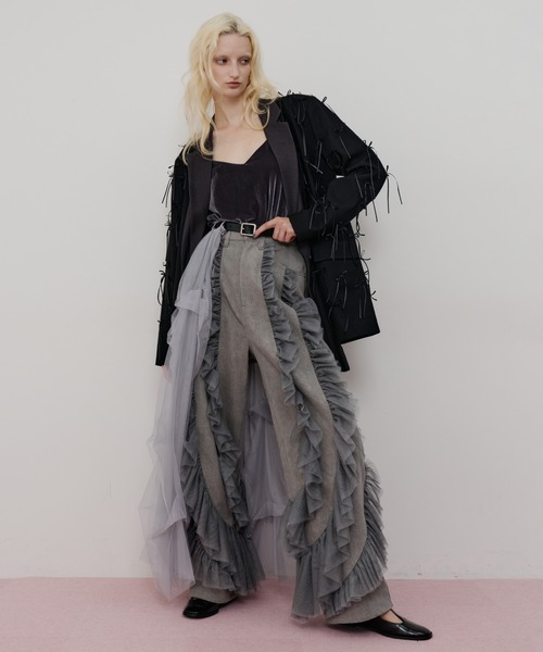 デニム×ギャザーチュールパンツ（デニムパンツ）｜LA BELLE ETUDE