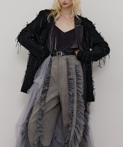 デニム×ギャザーチュールパンツ（デニムパンツ）｜LA BELLE ETUDE