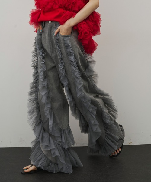 LA BELLE ETUDE デニム×ギャザーチュールパンツ デニム×ギャザーチュールパンツ（デニムパンツ）｜LA BELLE ETUDE