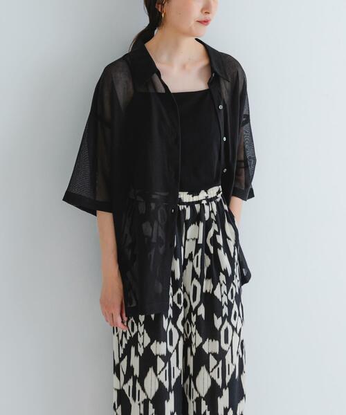 URBAN RESEARCH（アーバンリサーチ）の「コットンカラミシアーオーバーシャツ（シャツ/ブラウス・レディース・ブラック/オフホワイト・FREE）」の3枚目の写真