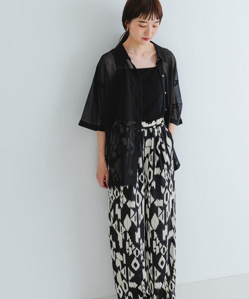 URBAN RESEARCH（アーバンリサーチ）の「コットンカラミシアーオーバーシャツ（シャツ/ブラウス・レディース・ブラック/オフホワイト・FREE）」の4枚目の写真