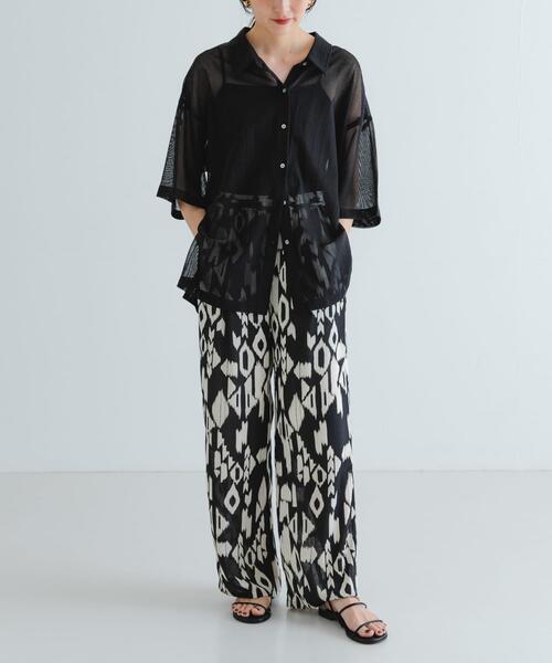 URBAN RESEARCH（アーバンリサーチ）の「コットンカラミシアーオーバーシャツ（シャツ/ブラウス・レディース・ブラック/オフホワイト・FREE）」の8枚目の写真