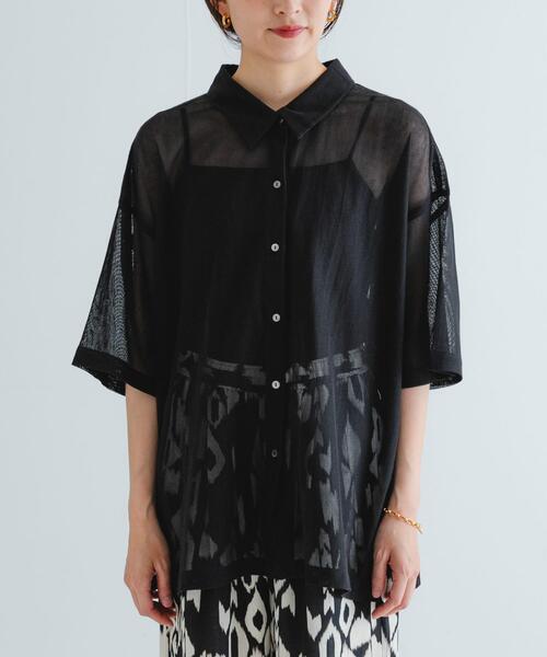 URBAN RESEARCH（アーバンリサーチ）の「コットンカラミシアーオーバーシャツ（シャツ/ブラウス・レディース・ブラック/オフホワイト・FREE）」の10枚目の写真