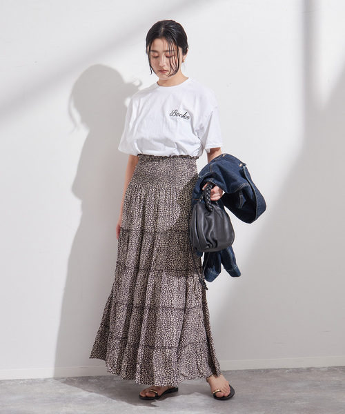 journal standard L'essage(ジャーナルスタンダードレサージュ)の「《追加》《別注》【LUSANA / ルサーナ】RUFFLE TIRED MAXI SKIRT:スカート(スカート・レディース・オートミール/ブラック系その他・SMALL)」の17枚目の写真