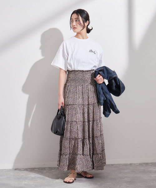 journal standard L'essage(ジャーナルスタンダードレサージュ)の「《追加》《別注》【LUSANA / ルサーナ】RUFFLE TIRED MAXI SKIRT:スカート(スカート・レディース・オートミール/ブラック系その他・SMALL)」の18枚目の写真