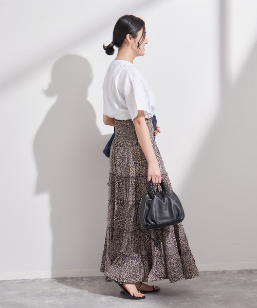 journal standard L'essage(ジャーナルスタンダードレサージュ)の「《追加》《別注》【LUSANA / ルサーナ】RUFFLE TIRED MAXI SKIRT:スカート(スカート・レディース・オートミール/ブラック系その他・SMALL)」の19枚目の写真