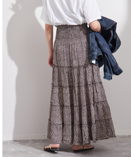 journal standard L'essage(ジャーナルスタンダードレサージュ)の「《追加》《別注》【LUSANA / ルサーナ】RUFFLE TIRED MAXI SKIRT:スカート(スカート・レディース・オートミール/ブラック系その他・SMALL)」の21枚目の写真