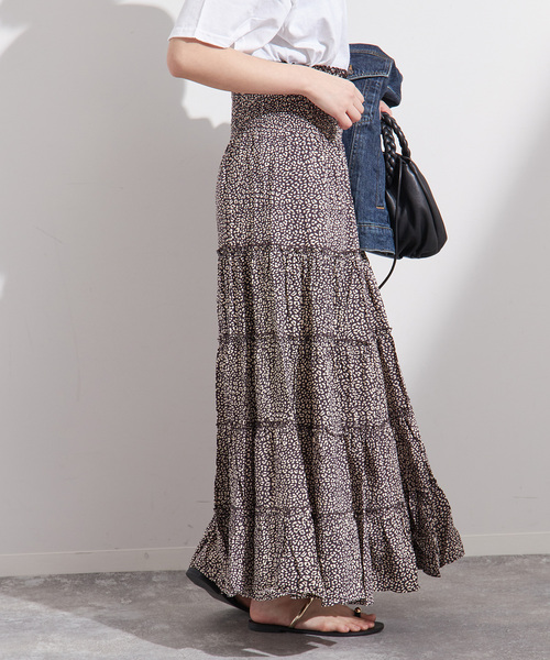 journal standard L'essage(ジャーナルスタンダードレサージュ)の「《追加》《別注》【LUSANA / ルサーナ】RUFFLE TIRED MAXI SKIRT:スカート(スカート・レディース・オートミール/ブラック系その他・SMALL)」の22枚目の写真