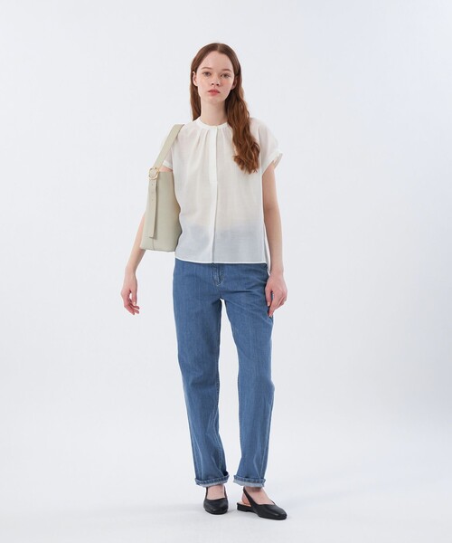 MACKINTOSH PHILOSOPHY（ﾏｯｷﾝﾄｯｼｭ ﾌｨﾛｿﾌｨｰ）の「ドレープローンコンビブラウス（シャツ/ブラウス・レディース・ベージュ/ブラック/オフホワイト・36/38）」の4枚目の写真