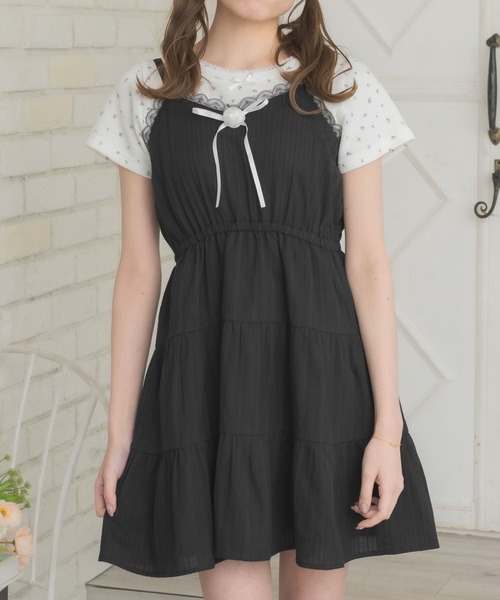 ems excite（エムズエキサイト）の「バラモチーフ付ミニキャミOP（ワンピース・レディース・イエロー/ホワイト/ブラック・FREE）」の2枚目の写真