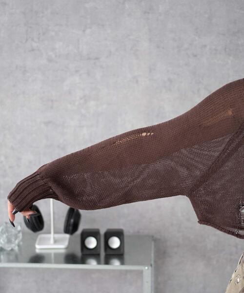 WEGO（ウィゴー）の「WEGO/ダメージメッシュショートパーカー（パーカー・レディース・ブラック/ブラウン・FREE）」の6枚目の写真