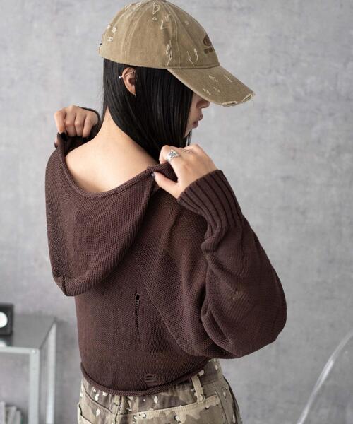 WEGO（ウィゴー）の「WEGO/ダメージメッシュショートパーカー（パーカー・レディース・ブラック/ブラウン・FREE）」の12枚目の写真