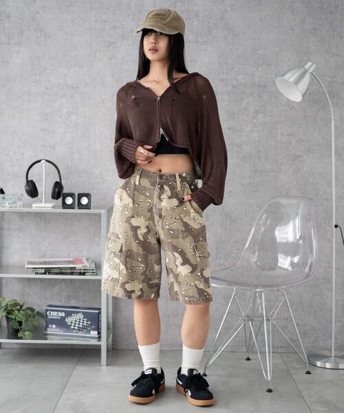 WEGO（ウィゴー）の「WEGO/ダメージメッシュショートパーカー（パーカー・レディース・ブラック/ブラウン・FREE）」の14枚目の写真