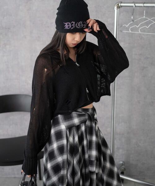 WEGO（ウィゴー）の「WEGO/ダメージメッシュショートパーカー（パーカー・レディース・ブラック/ブラウン・FREE）」の9枚目の写真