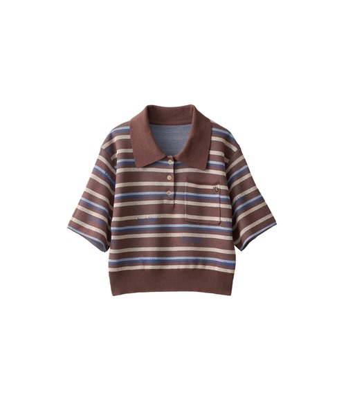 Knuth Marf logo stripe polo knit 新品タグ付き Knuth Marf - logo stripe polo knit (unisex) / ロゴストライプ