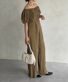 セール】LAME TWEED BUSTIER ROMPERS（サロペット