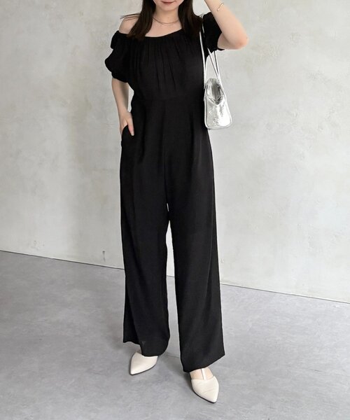 Thevon（ゼボン）の「スクエアネックオールインワン（つなぎ/オールインワン・レディース・ブラック/ベージュ・S/M）」の3枚目の写真