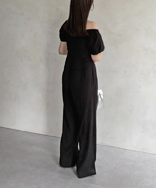 Thevon（ゼボン）の「スクエアネックオールインワン（つなぎ/オールインワン・レディース・ブラック/ベージュ・S/M）」の6枚目の写真