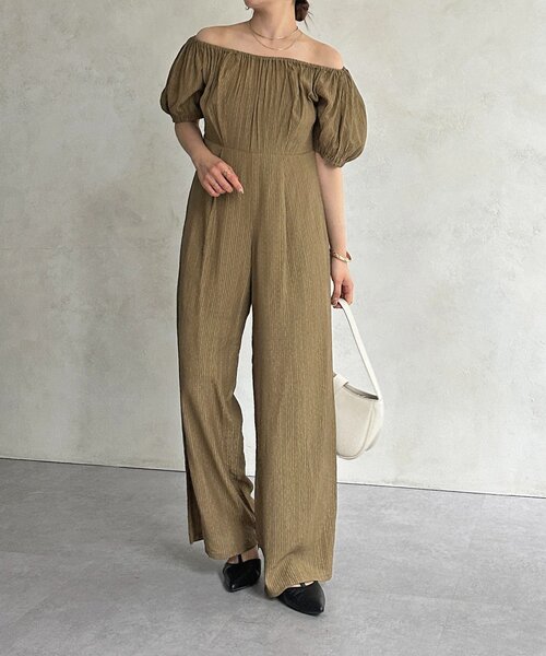 Thevon（ゼボン）の「スクエアネックオールインワン（つなぎ/オールインワン・レディース・ブラック/ベージュ・S/M）」の8枚目の写真