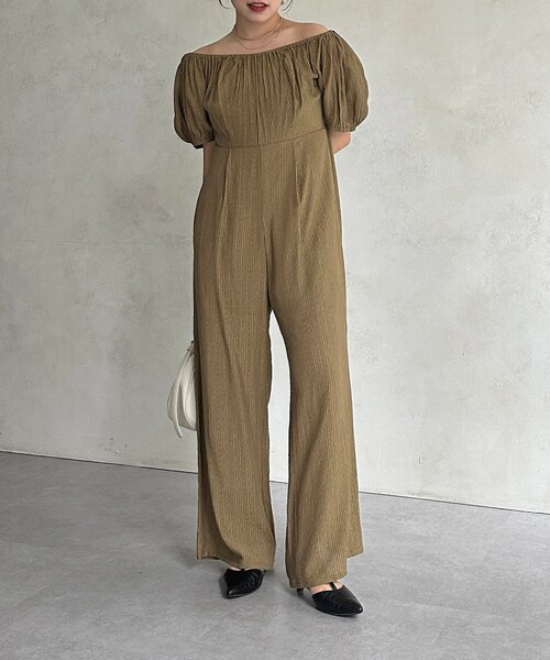 Thevon（ゼボン）の「スクエアネックオールインワン（つなぎ/オールインワン・レディース・ブラック/ベージュ・S/M）」の9枚目の写真